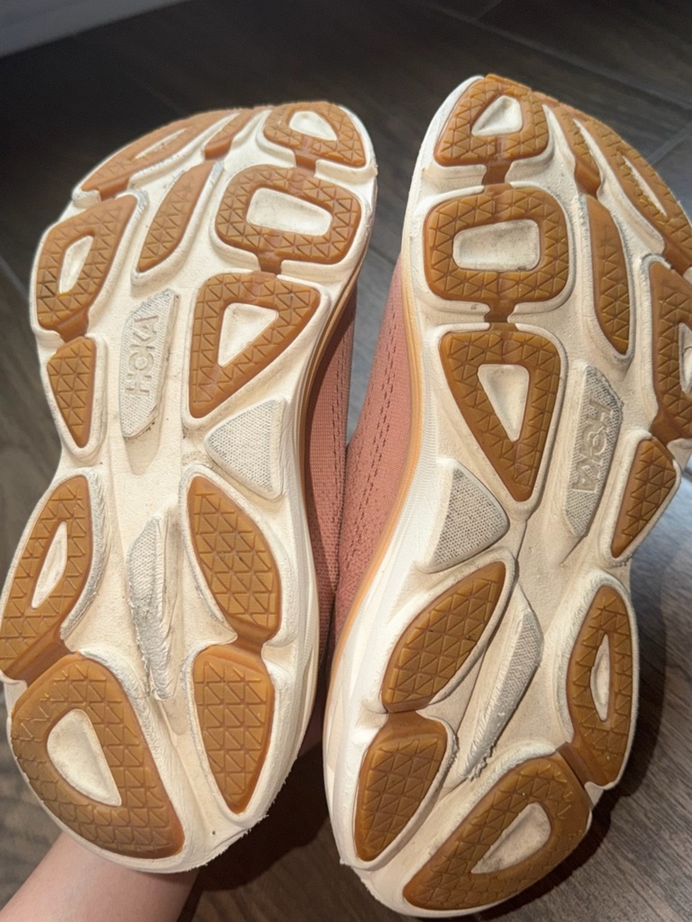 Hoka Women's Rose and Tan Cushioned Running Sneakers - Picture 6 of 10